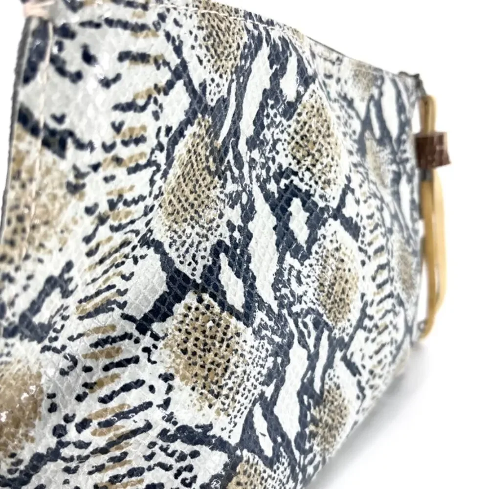 Snakeskin Clutch with Leather Zipper Pull‎ and Bead Detail Rare